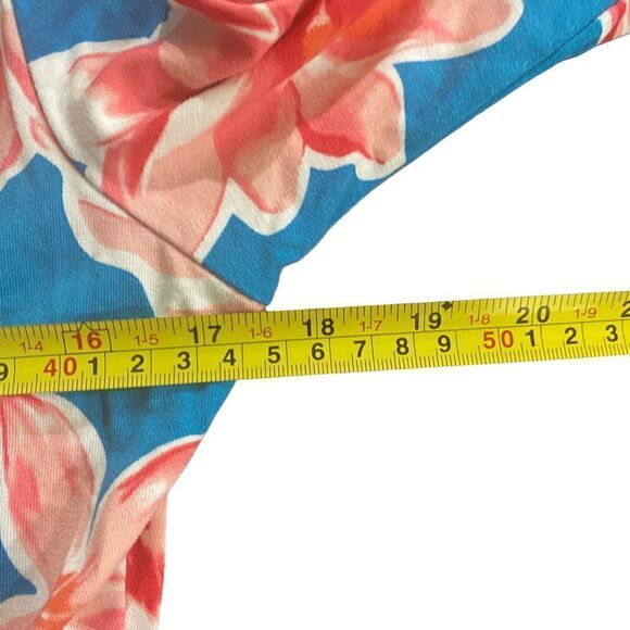 Heyton floral wrap dress small blue orange short sleeve - Picture 6 of 7